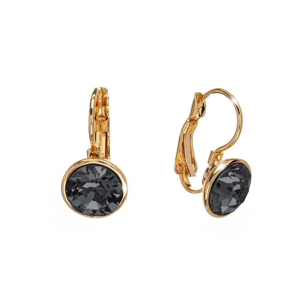 Goldtone Swarovski Crystal Leverback Everyday Earrings in Silvernight